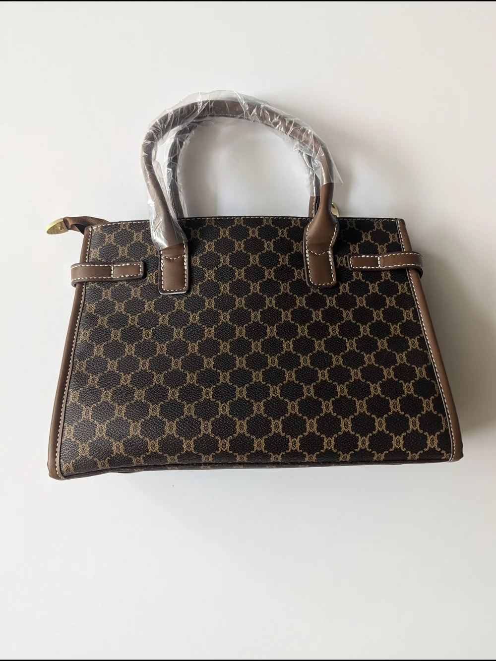 Monogram Pattern Top Handle Tote & Crossbody Bag Set with Scarf